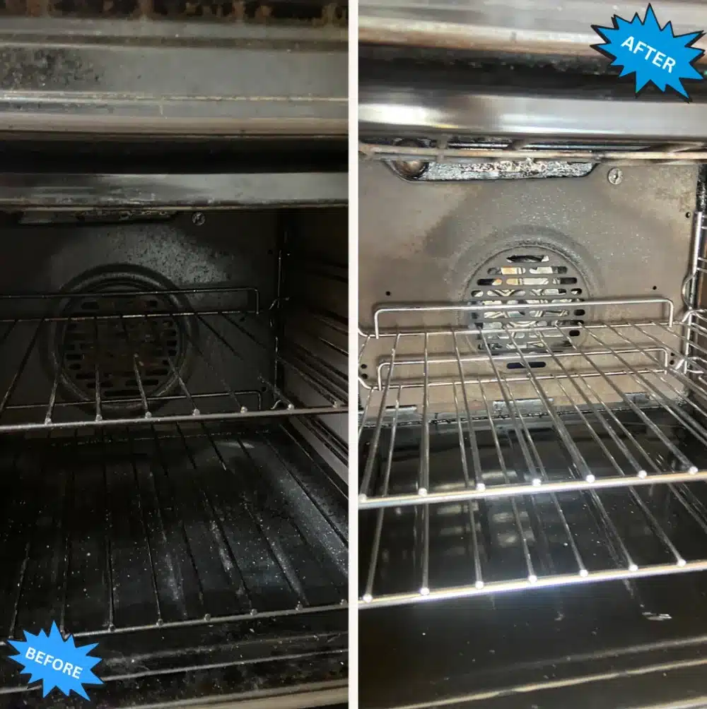 Oven cleaning before and after by Optima Cleaners in Brisbane