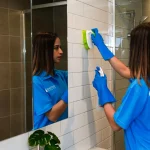 Spring Cleaning scrubbing the tiles
