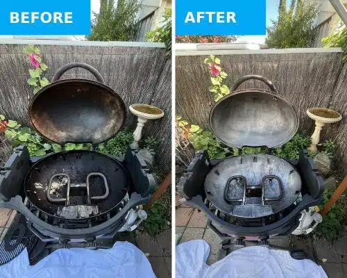 BBQ hood and burners before and after a professional clean