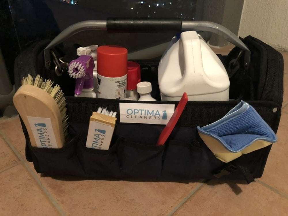 Optima Cleaners kit with fabric protector, brushes and microfibre cloths