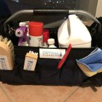 Optima Cleaners kit bag with brushes, microfibre cloths and spray bottles