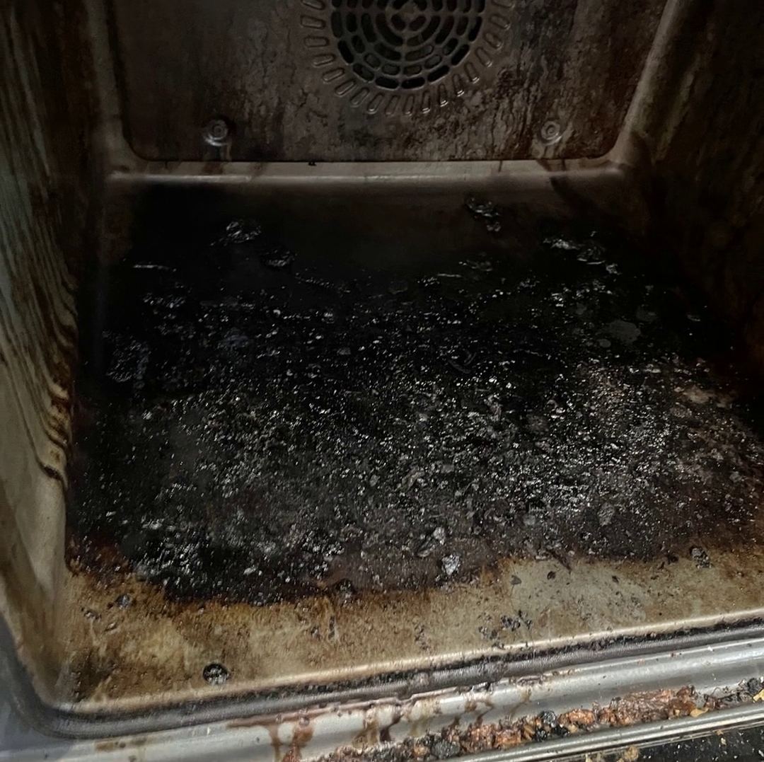 Burnt-on carbon inside an oven