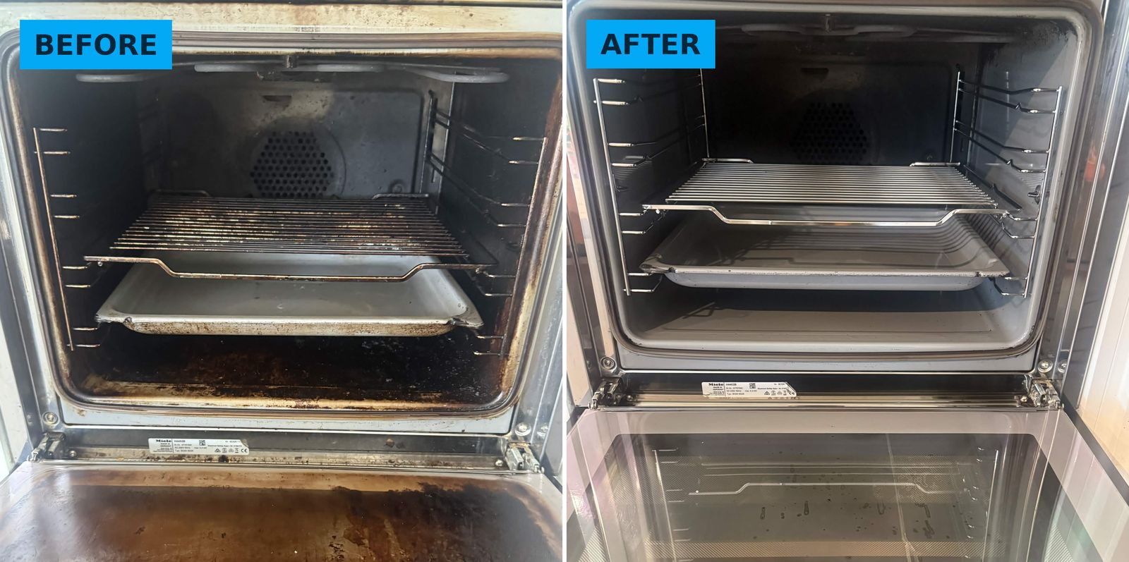 Oven before and after cleaning