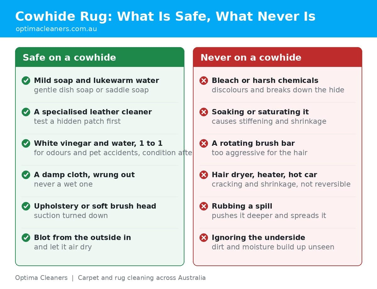 How to clean a cowhide rug: what is safe to use and what is never safe